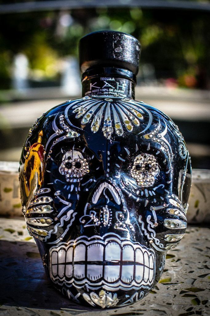 liquor in skull bottle