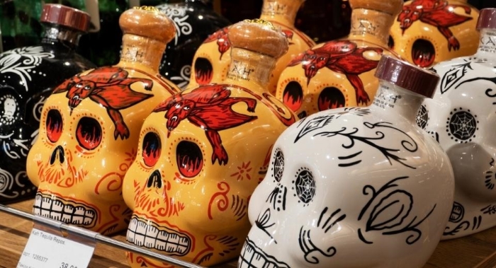 tequila in skull shaped bottles